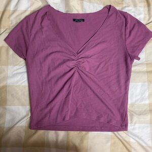 Purple V neck crop top